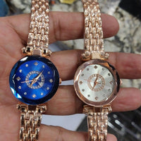 Diamond Shape Multicolour Dial and Rose Gold Strap Watch for Womens and Girls