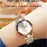 Diamond Shape Multicolour Dial and Rose Gold Strap Watch for Womens and Girls